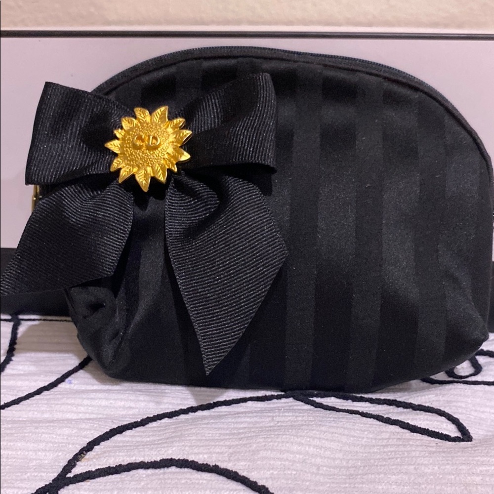 Dior Vintage Elegant Black Bow Clutch